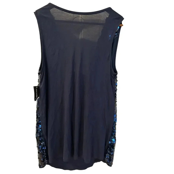 NWT Inc International Concepts Woman Sequined Drape Neck Tank Deep Blue Size 1X - Picture 5 of 7